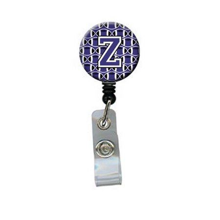 CAROLINES TREASURES Letter Z Football Purple and White Retractable Badge Reel CJ1068-ZBR